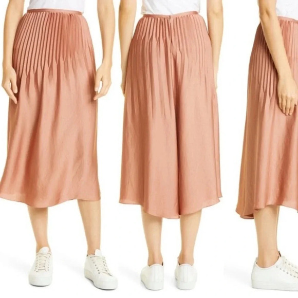 Vince Pleated Panel Satin Midi Skirt (2) - Picture 1 of 6